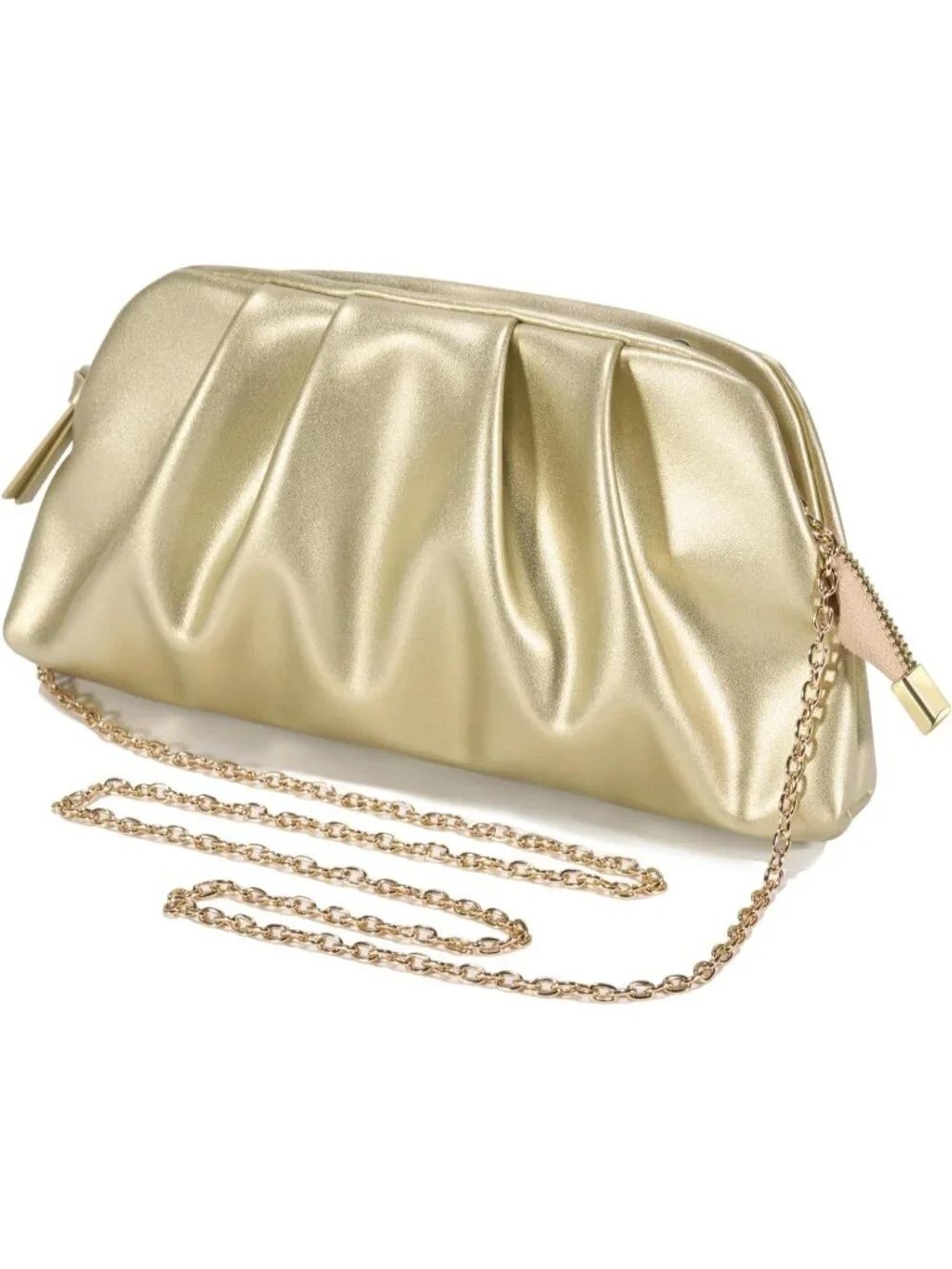 👜 Women's Gold Faux Leather Evening Formal Crossbody Bag Stylish Clutch Purses